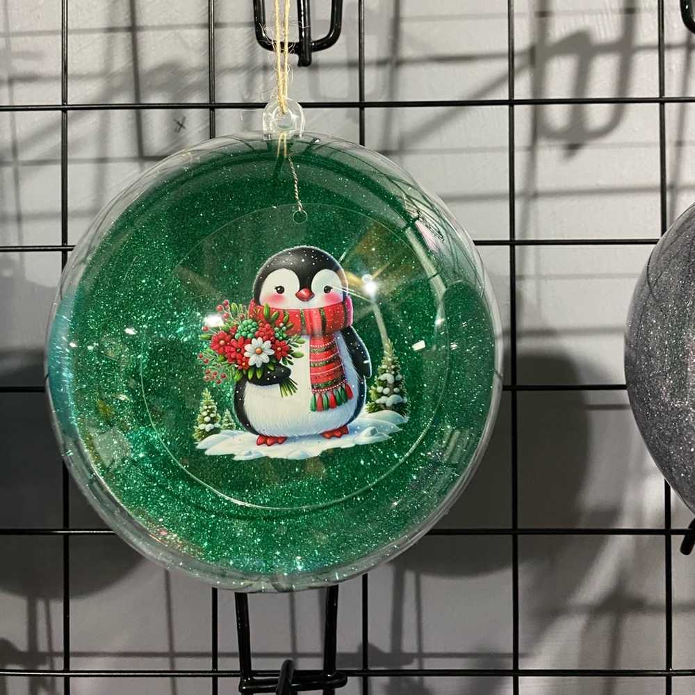 Festive Penguin Holiday Ornament - Green